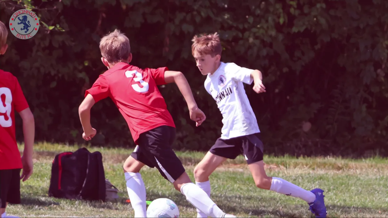 Youth soccer action in a season highlight film